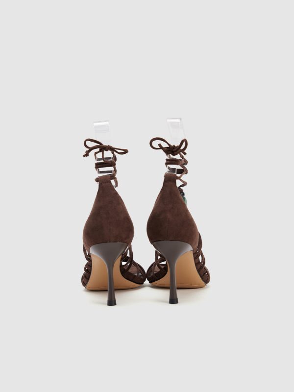 Beaded Lace-up High Heel Sandals - Image 3