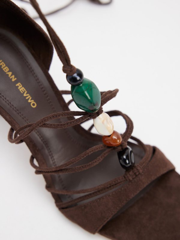 Beaded Lace-up High Heel Sandals - Image 6