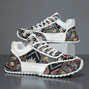 Men Ethnic Style Linen Fabric Splicing Casual Sports Shoes