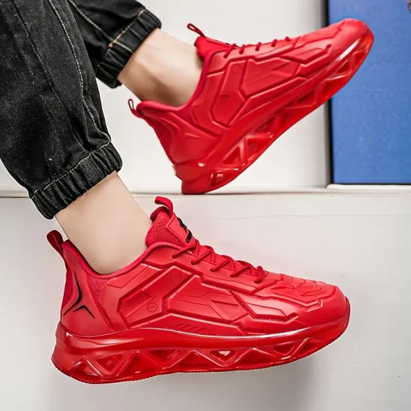 Vibrant Red Casual Running Shoes - Breathable Mesh Low-Top Sneakers - Image 2