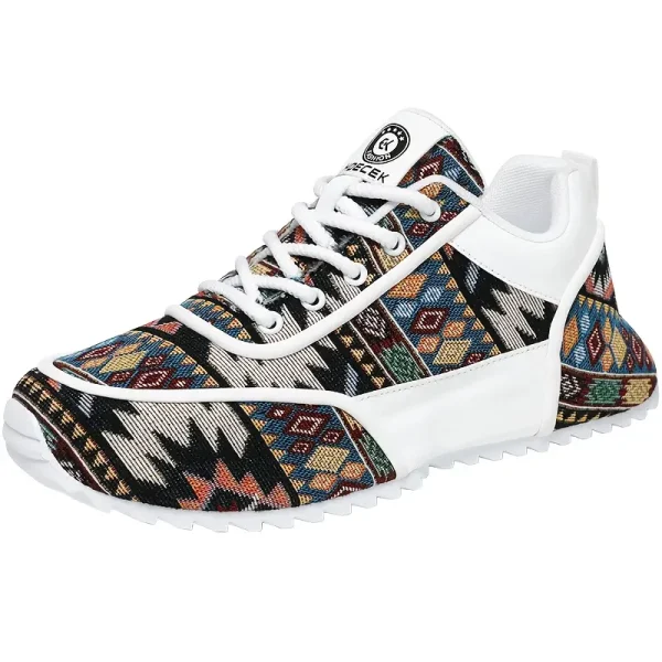 Men Ethnic Style Linen Fabric Splicing Casual Sports Shoes - Image 2