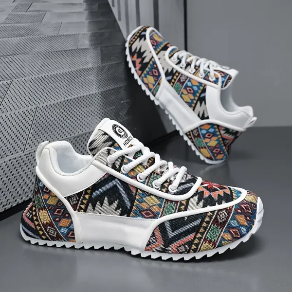 Men Ethnic Style Linen Fabric Splicing Casual Sports Shoes - Image 3