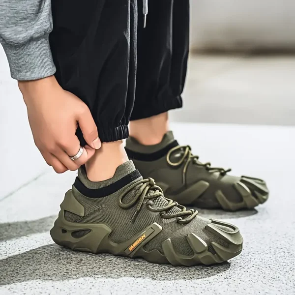Men's Low-Top Breathable Sneakers - Non-Slip Thick Rubber Sole - Image 6